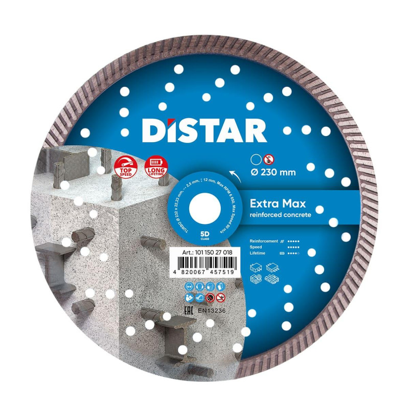 Алмазний Диск по армованому бетону 230 мм Distar 5D TURBO 232 EXTRA MAX
