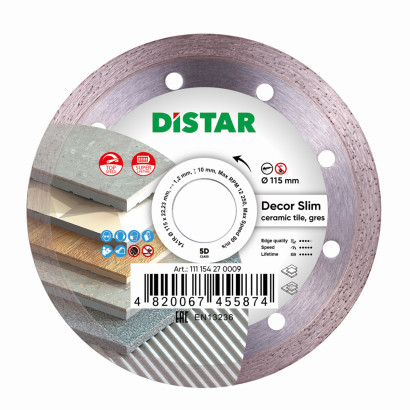 Круг Алмазний відрізний Distar 115мм для кераміки, керамограніту 1A1R 115 DECOR SLIM