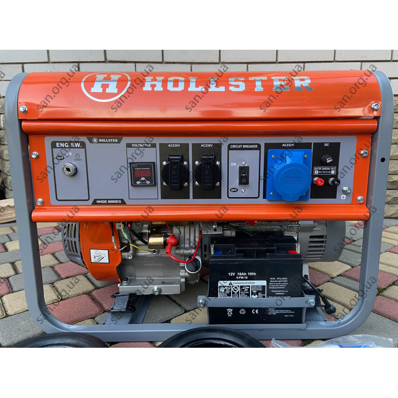 Бензо-газовий однофазний генератор 7.0 кВт/7.5 кВт HOLLSTER HHGE 80000EG з електростартером Бензо-газовий однофазний генератор 7.0 кВт/7.5 кВт HOLLSTER HHGE 80000EG з електростартером